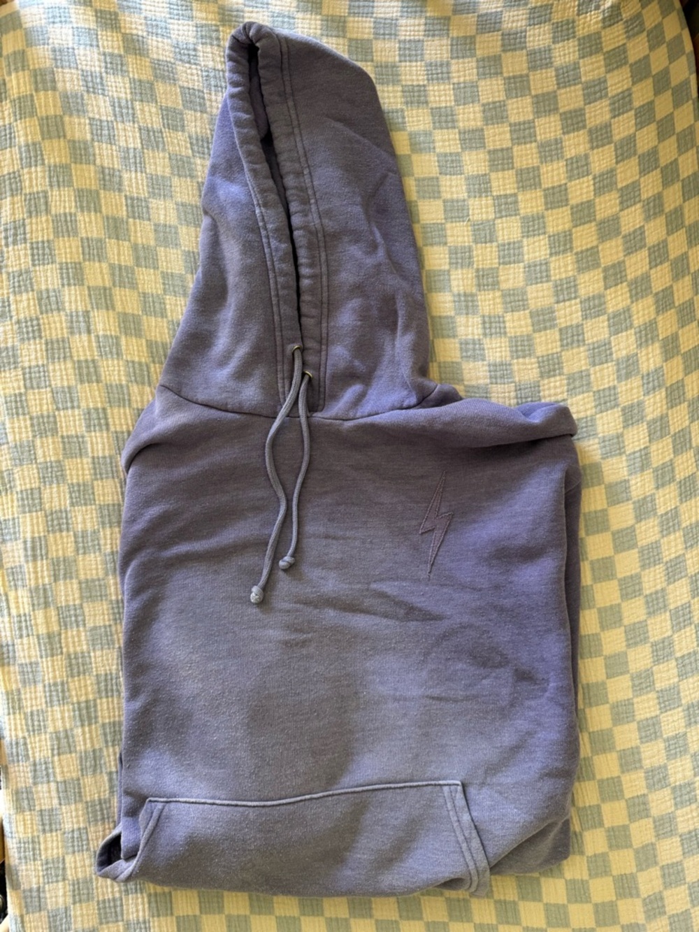 Aviator Nation Heather Slate Hoodie with Yellow Tag Accent